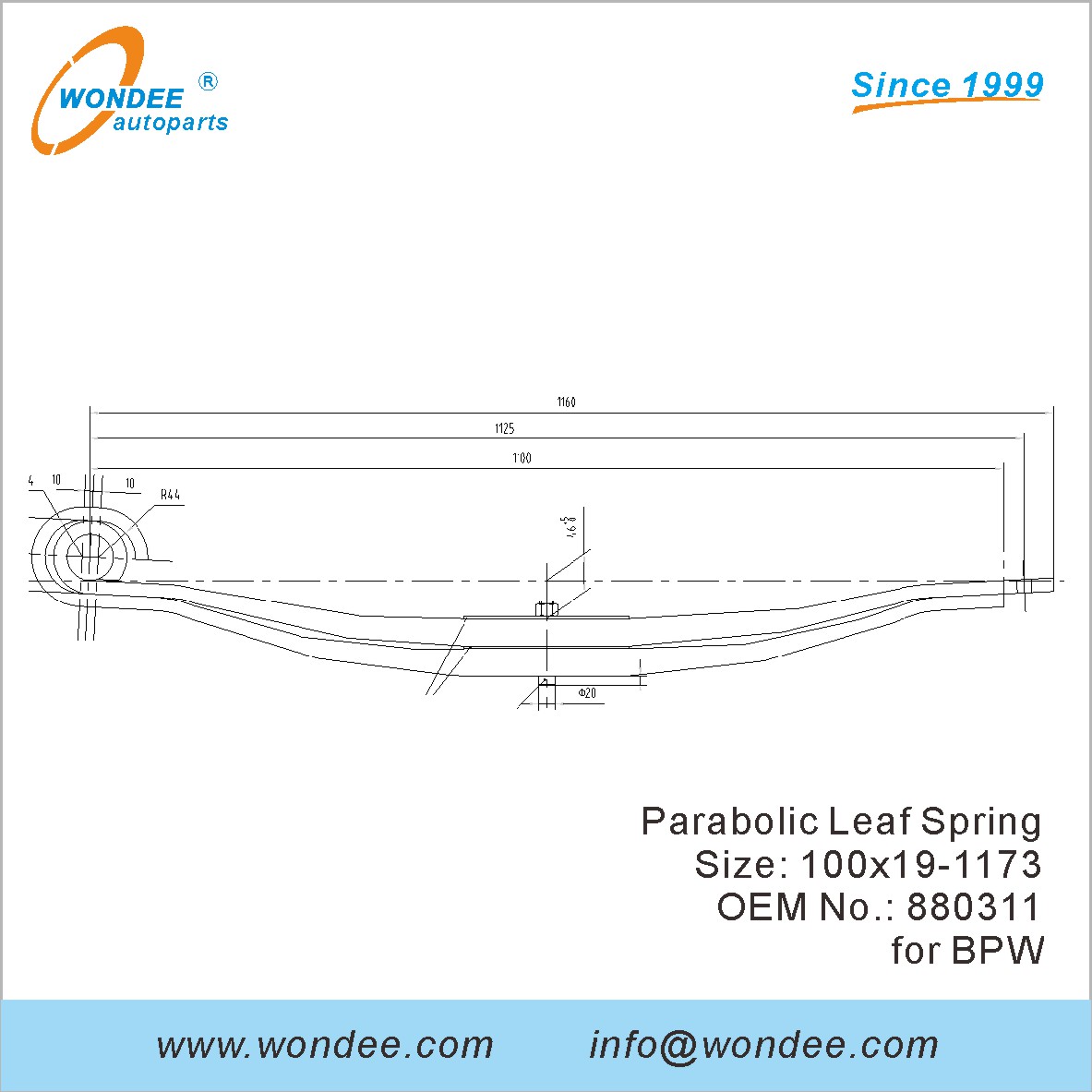 Wondee Light Duty Leaf Spring OEM 880311 لـ BPW