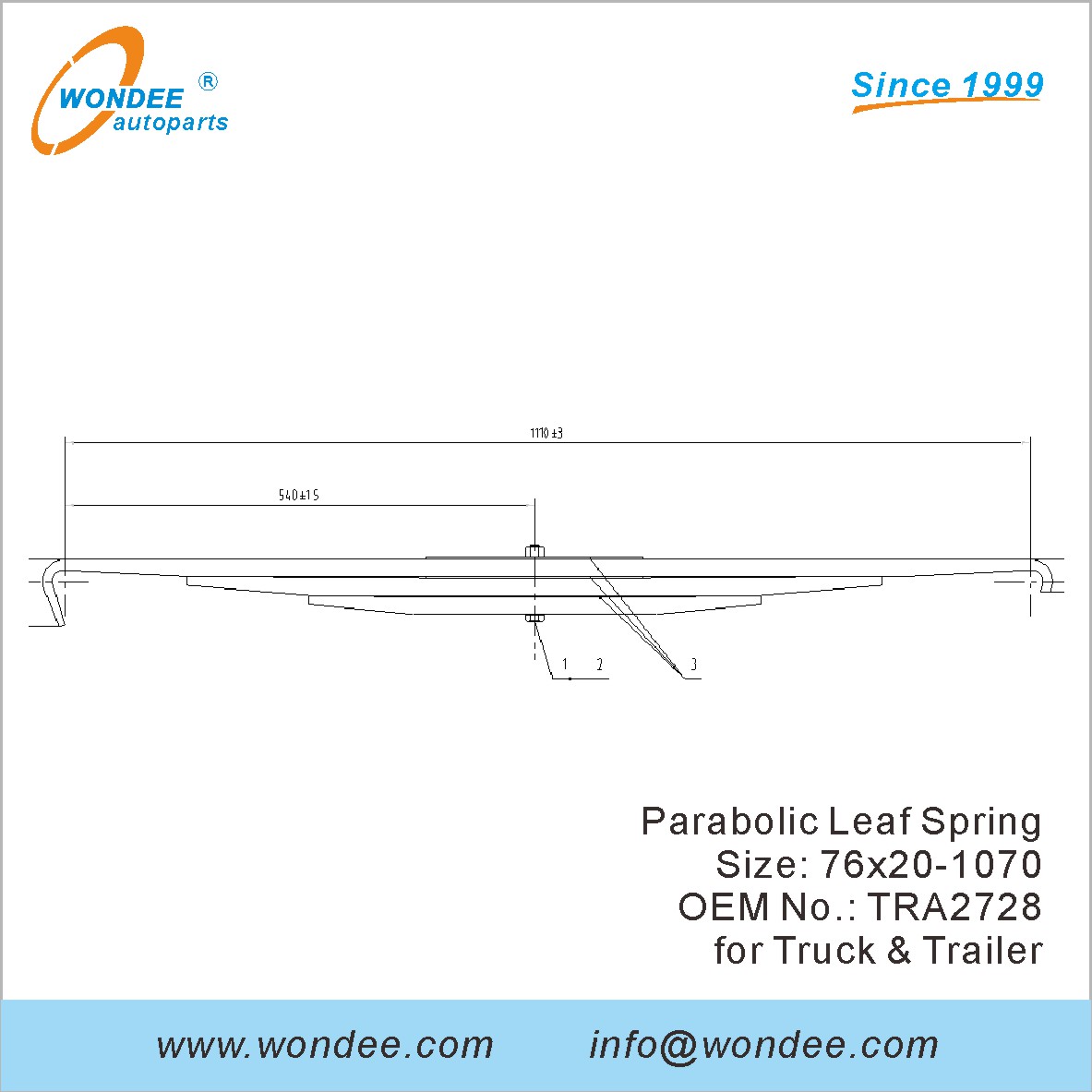 Wondee Light Duty Leaf Spring OEM TRA2728 للشاحنة والمقطورة