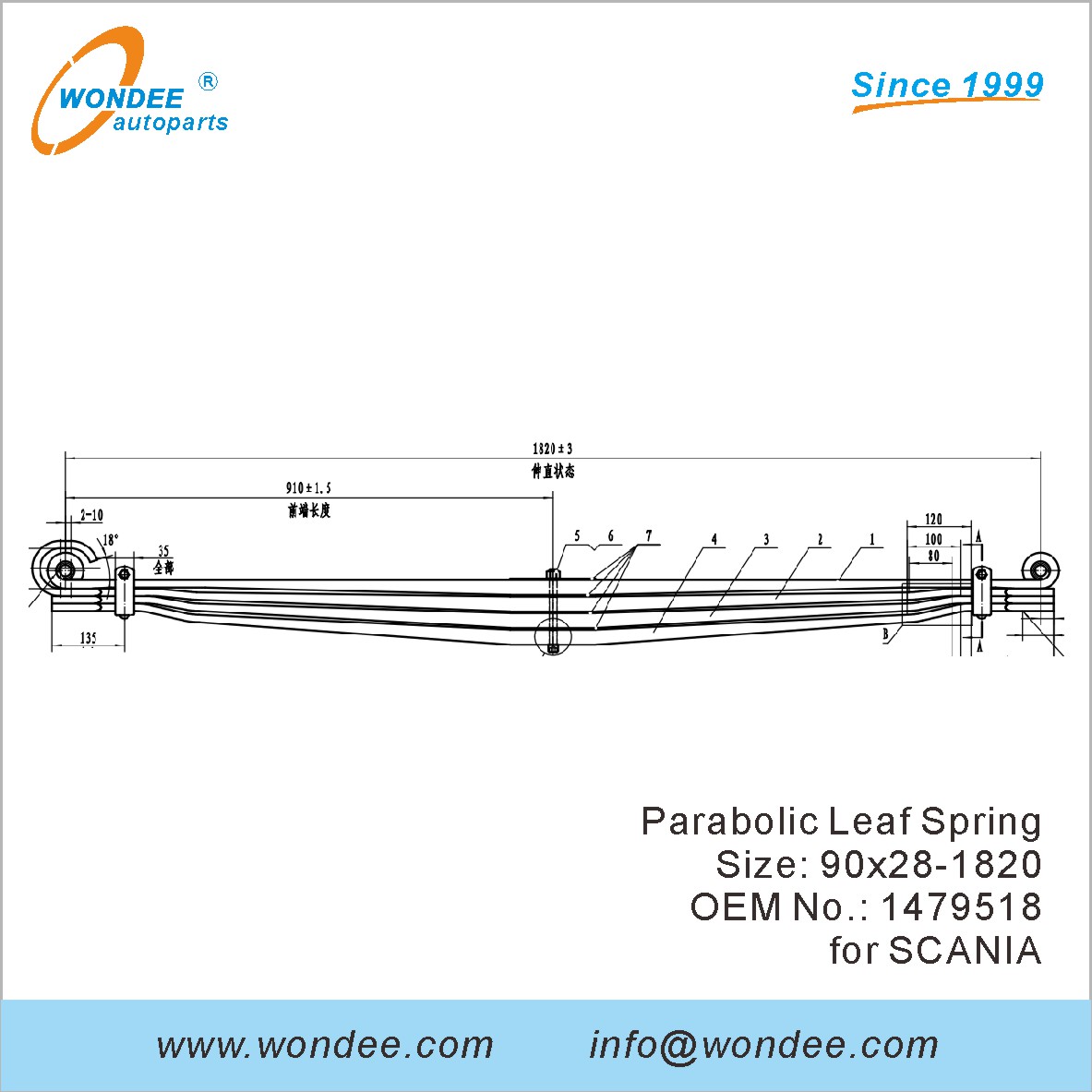 Wondee الشقوق الورقية النابضين OEM 1479518 ل Scania