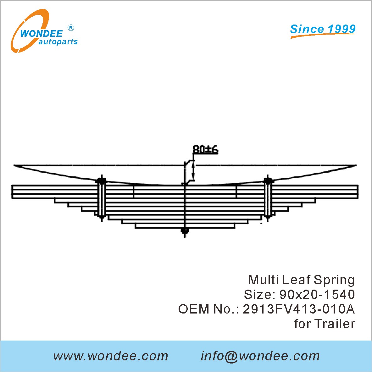 Wondee شاحنة الشاحنة الثقيلة الربيع OEM 2913FV413-010A للمقطورة