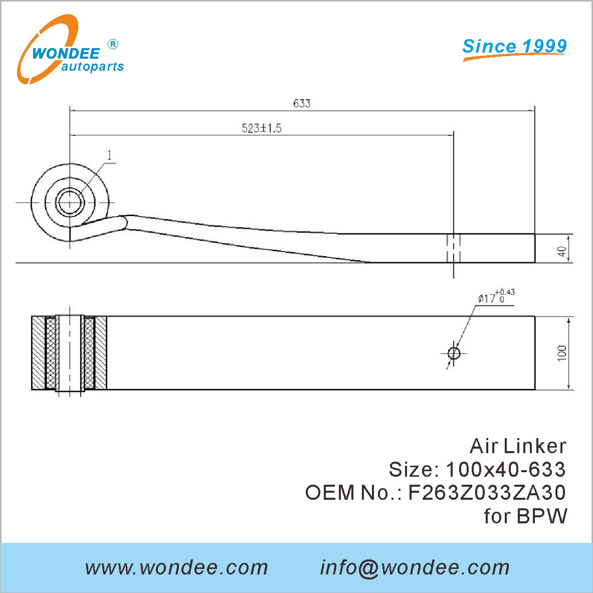 Wondee Autoparts Air Linker OEM F263Z033ZA30 لـ BPW
