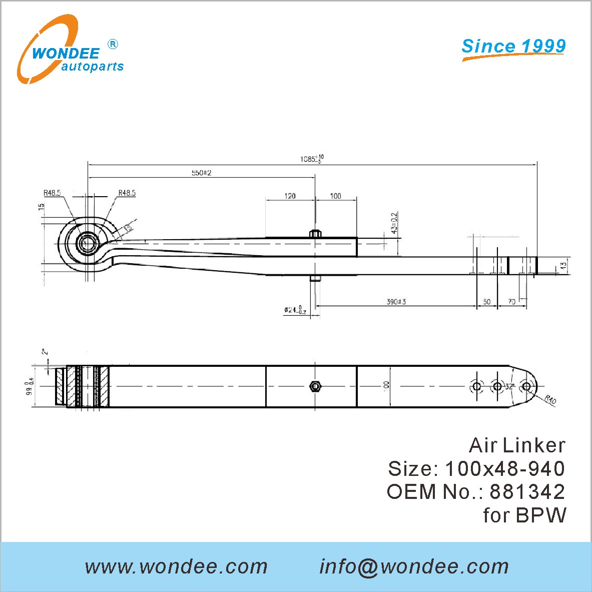 Wondee Autoparts Air Linker OEM 881342 لـ BPW