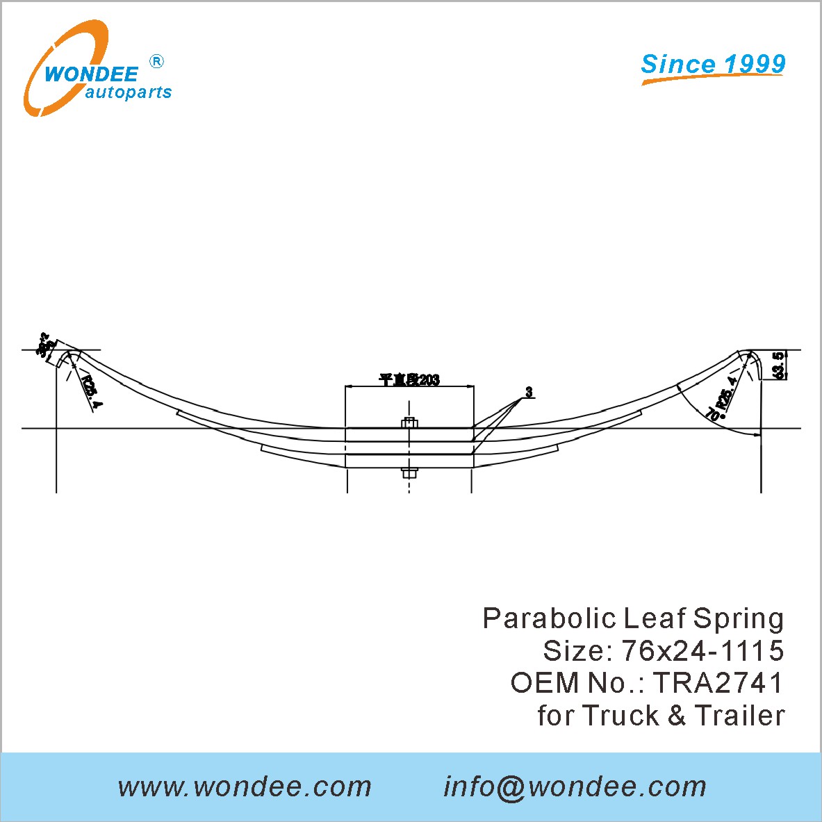 Wondee Light Duty Leaf Spring OEM TRA2741 للشاحنة والمقطورة
