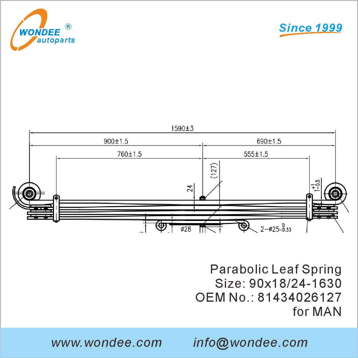 WONDEE HUSTER DUTICH PARABOLIC SPRING OEM 81434026127 للرجل