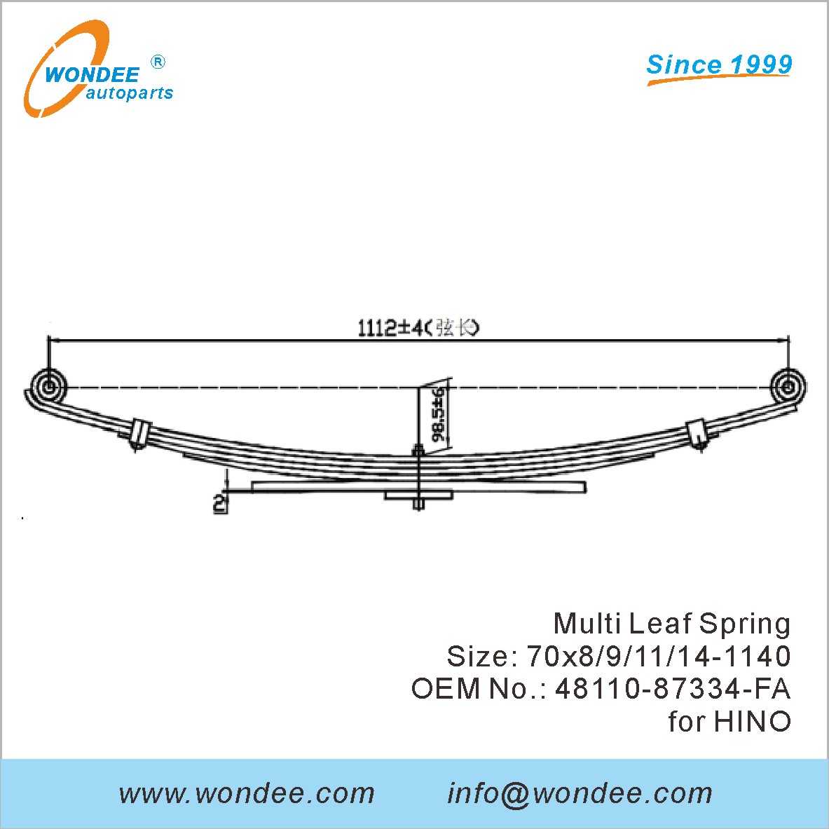 Wondee Light Duty Truck Spring OEM 48110-87334-FA for Hino