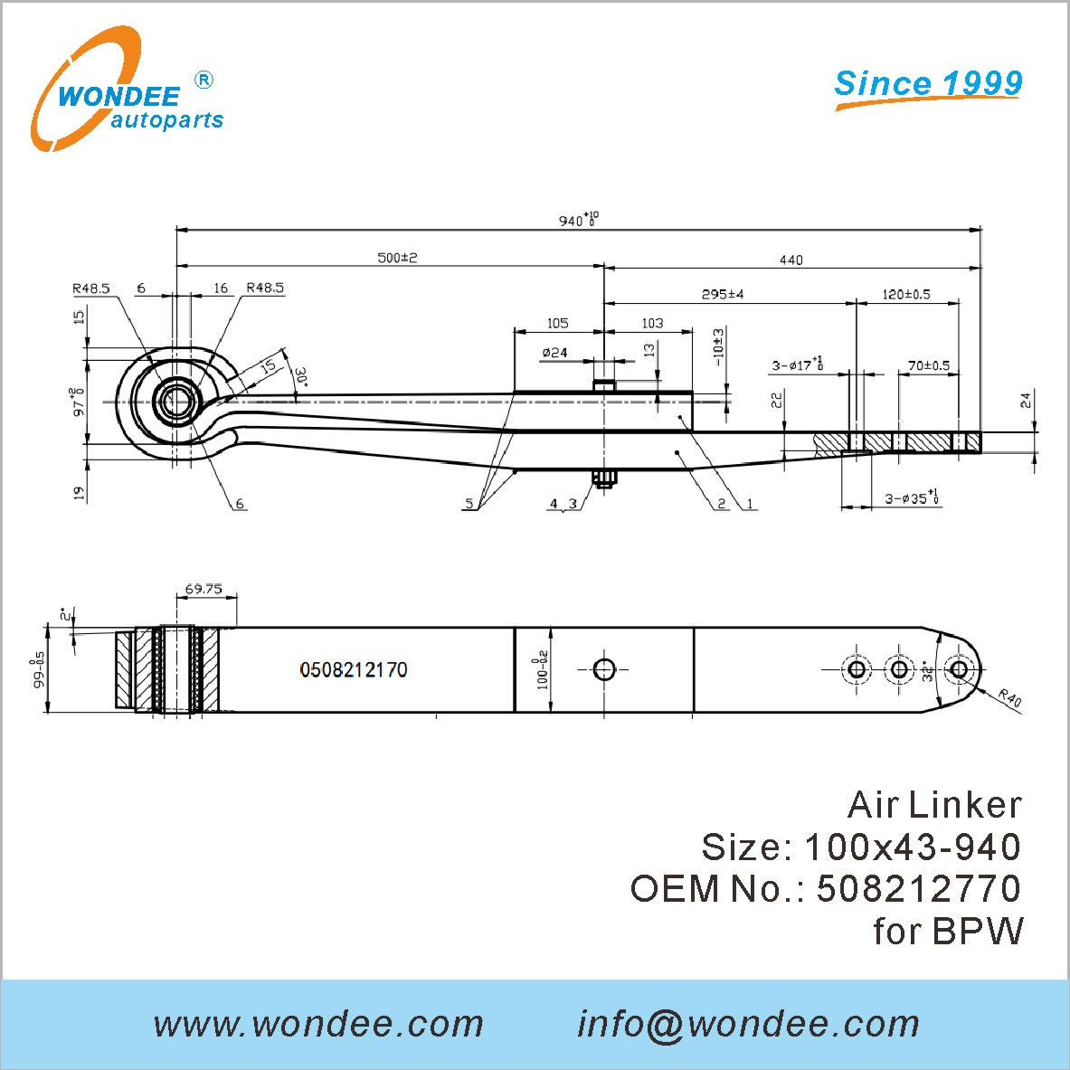 Wondee Autoparts Air Linker OEM 508212770 لـ BPW