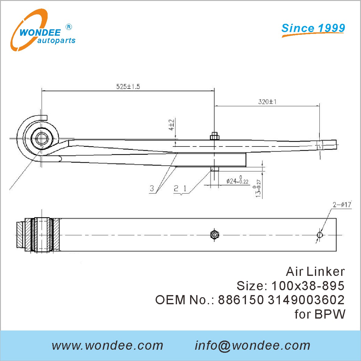 Wondee Autoparts Air Linker OEM 886150 3149003602 لـ BPW