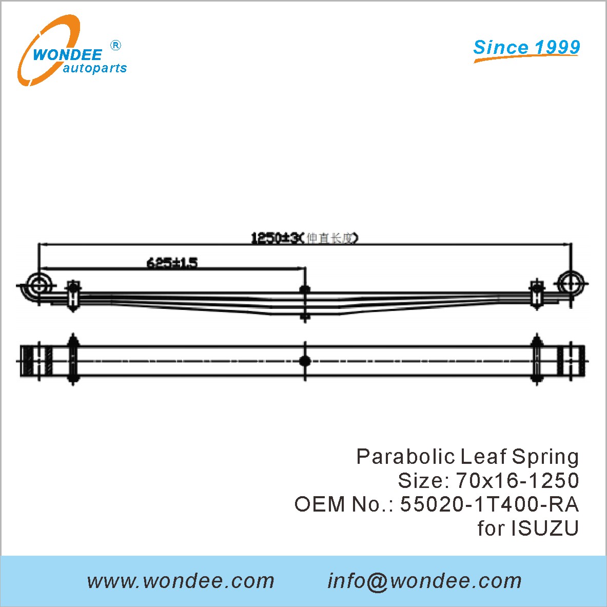 Wondee Light Duty Leaf Spring OEM 55020-1T400-RA for Isuzu