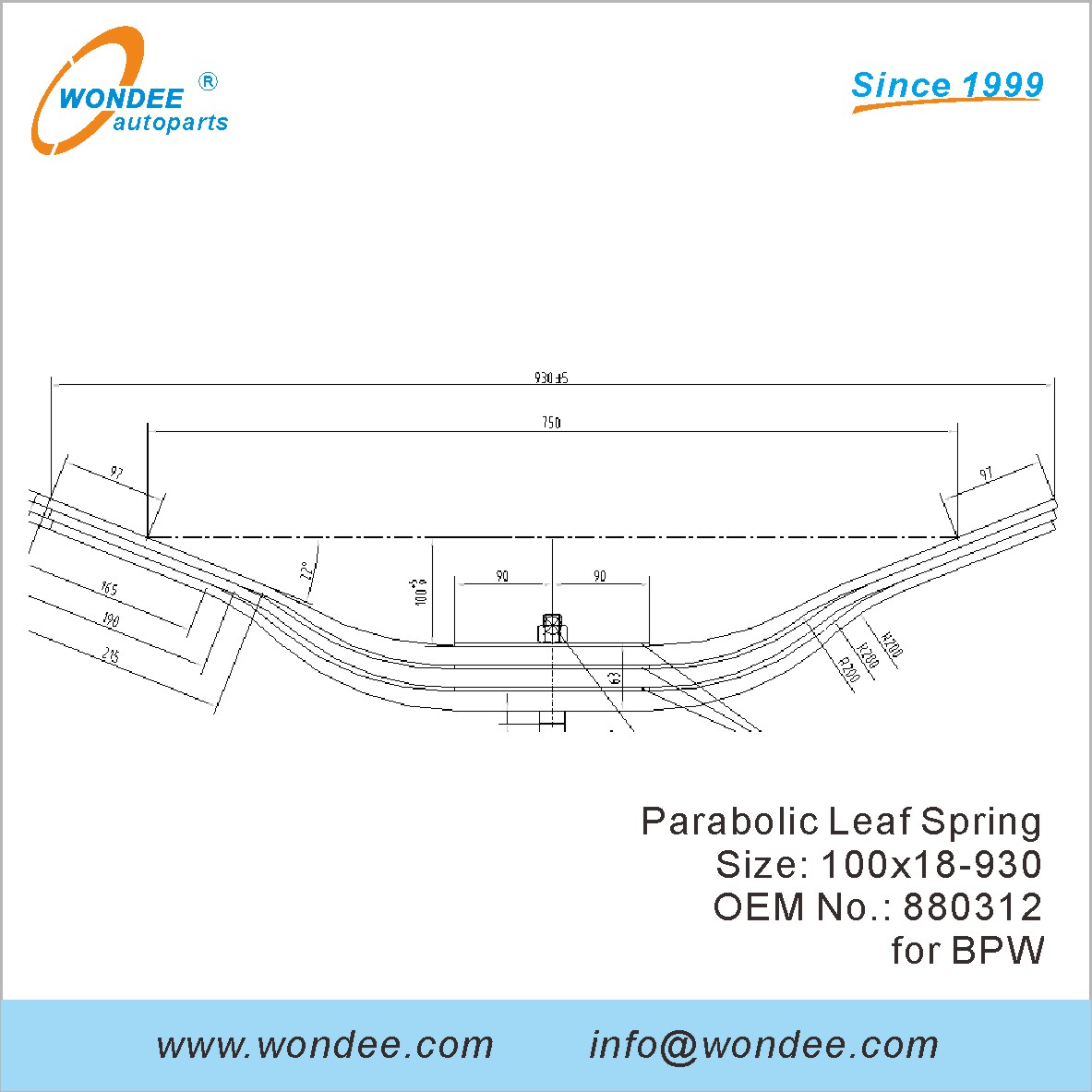 Wondee Light Duty Leaf Spring OEM 880312 لـ BPW