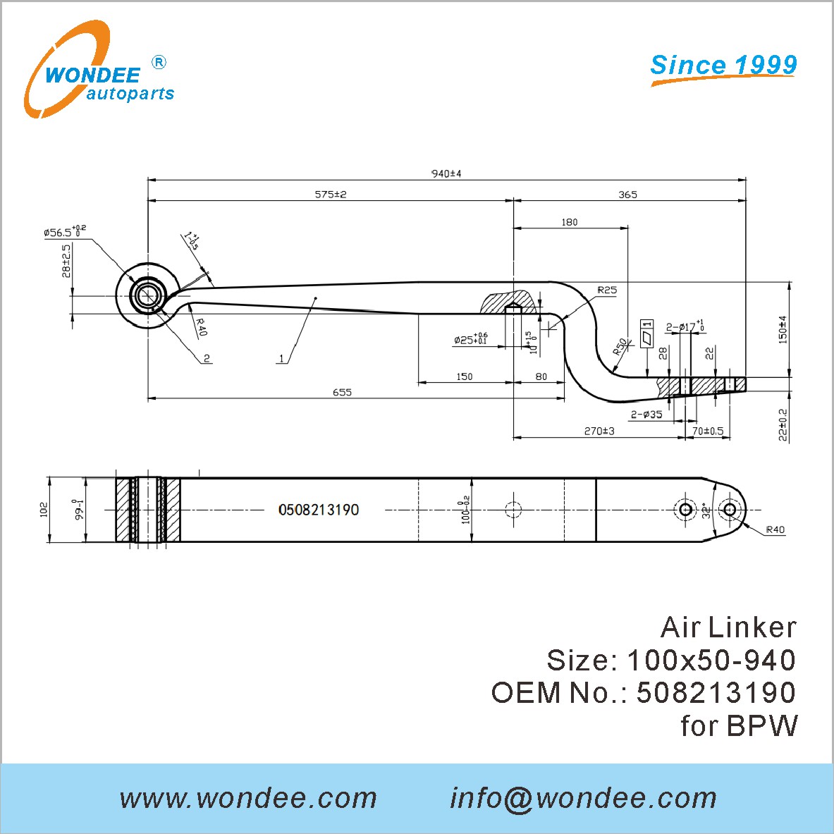 Wondee Autoparts Air Linker OEM 508213190 لـ BPW