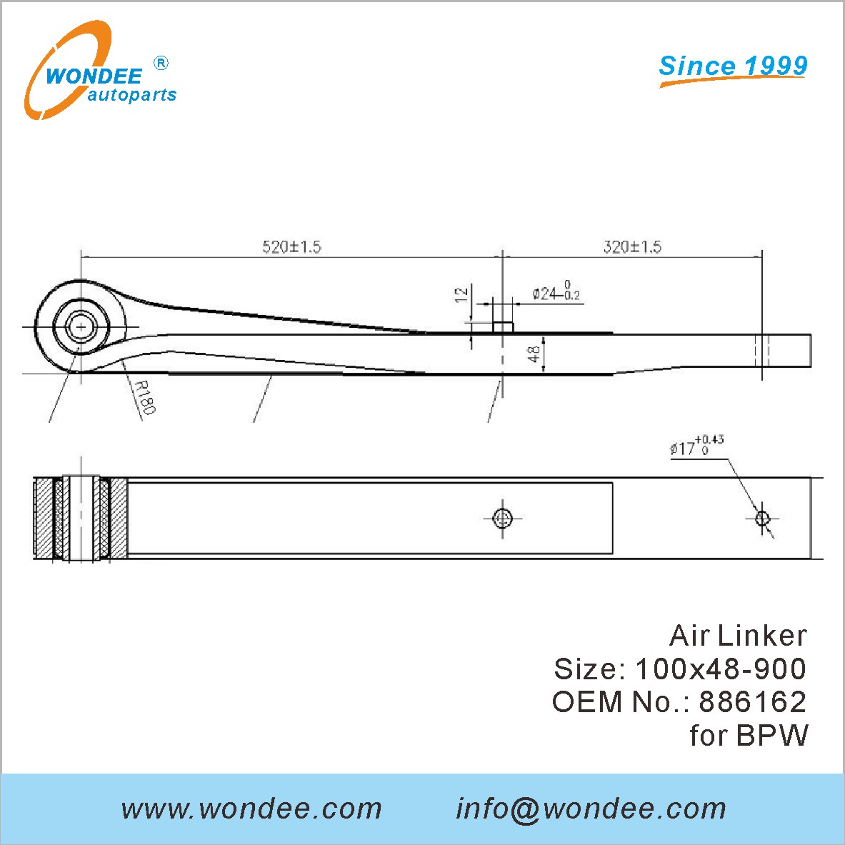 Wondee Autoparts Air Linker OEM 886162 لـ BPW