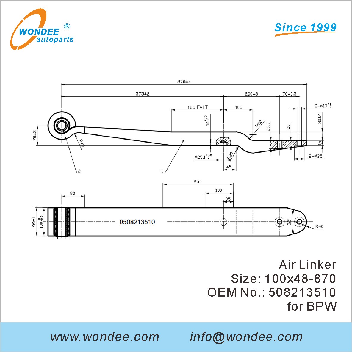 Wondee Autoparts Air Linker OEM 508213510 لـ BPW
