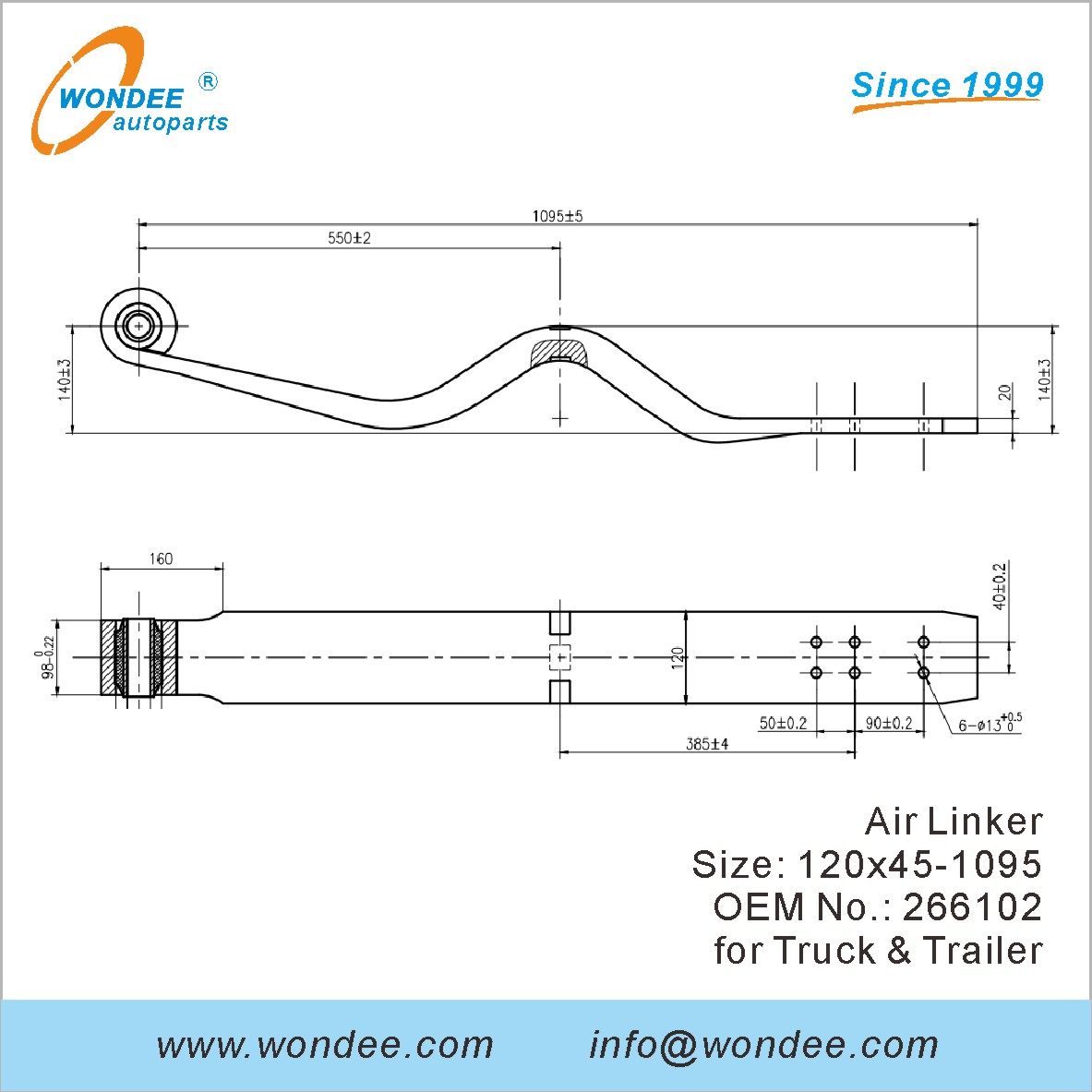 Wondee Autoparts Air Linker OEM 266102 للشاحنة والمقطورة