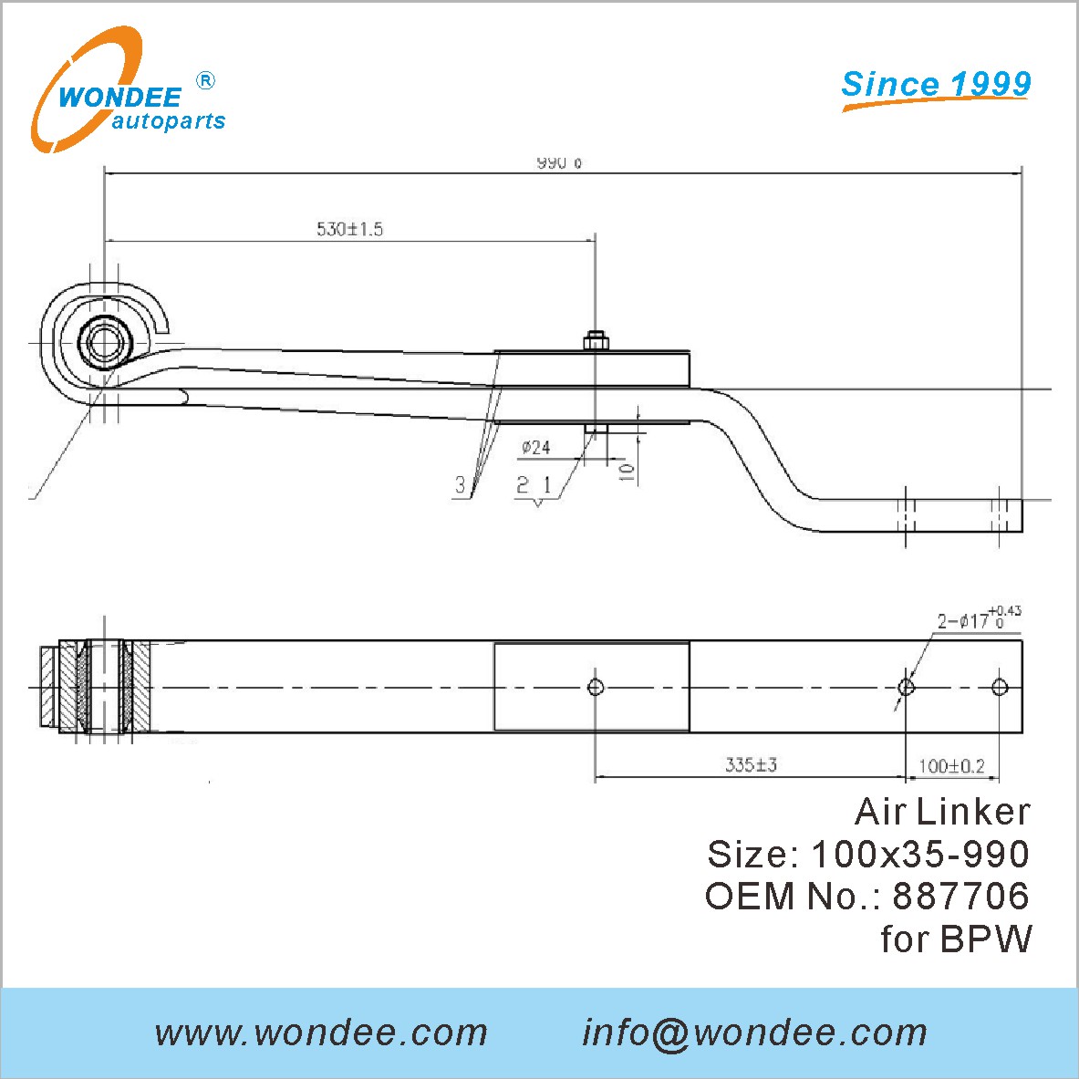 Wondee Autoparts Air Linker OEM 887706 لـ BPW