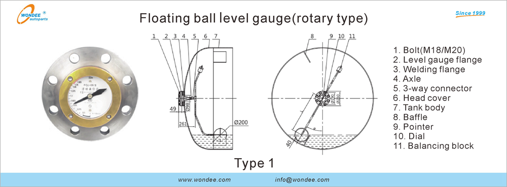 Floating ball level gauge from WONDEE Autoparts (1) مقياس مستوى الكرة العائم من Autoparts Wondee (1)