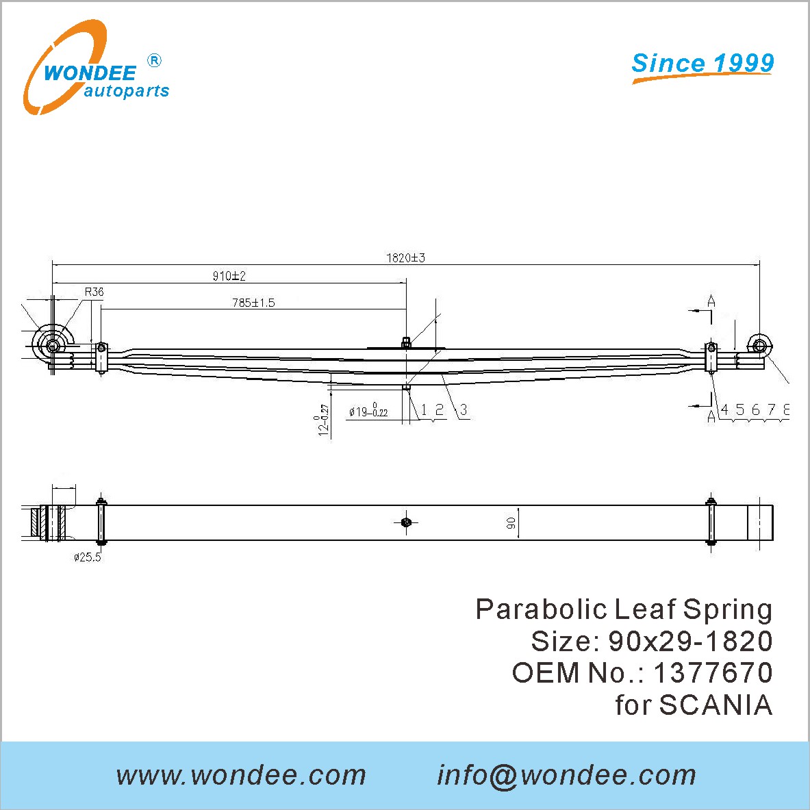 Wondee الشقوق المكافئ SPRING OEM 1377670 لـ SCANIA