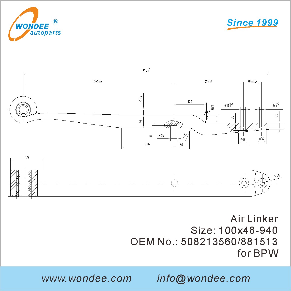 Wondee Autoparts Air Linker OEM 5082 13560881513 for BPW