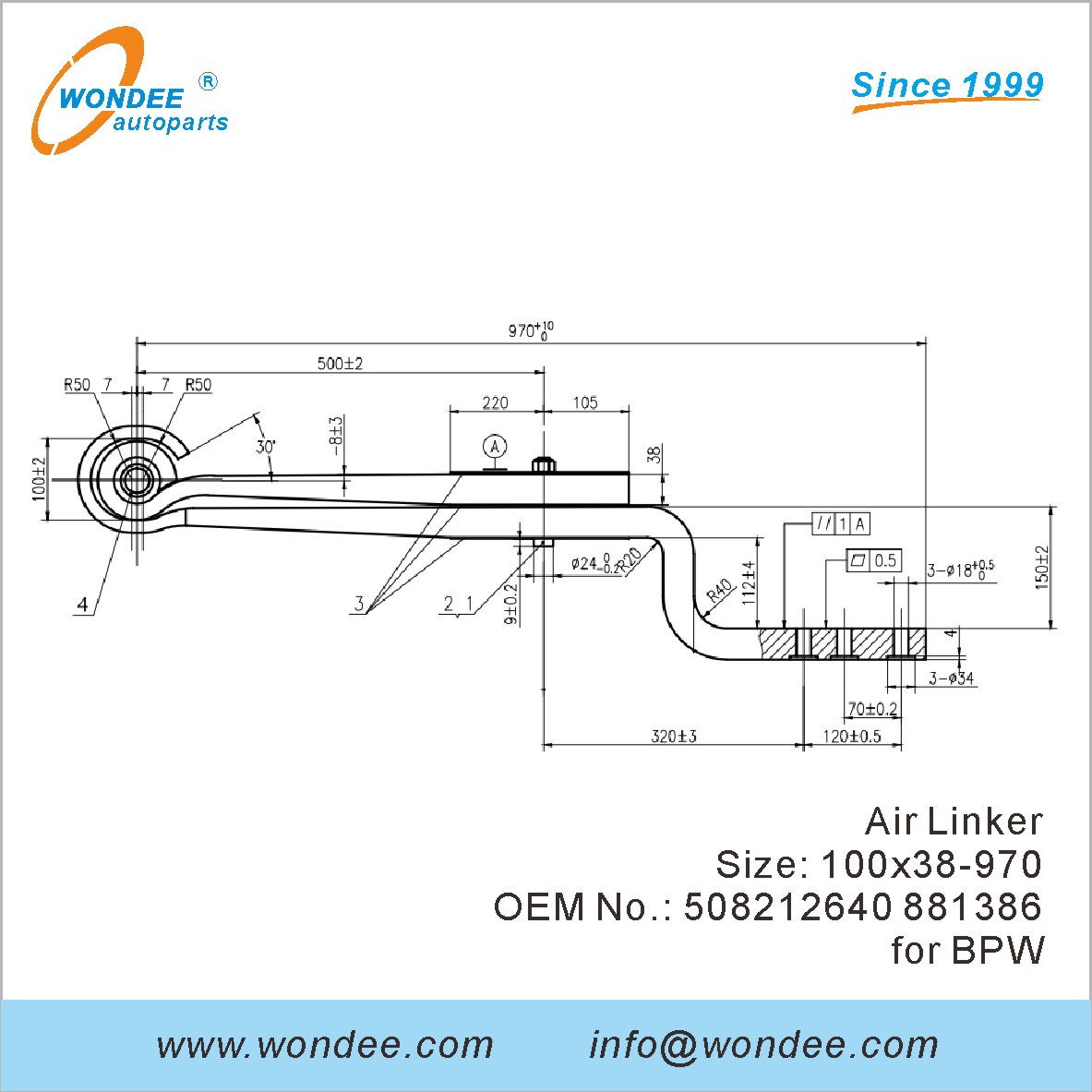 Wondee Autoparts Air Linker OEM 508212640 881386 لـ BPW