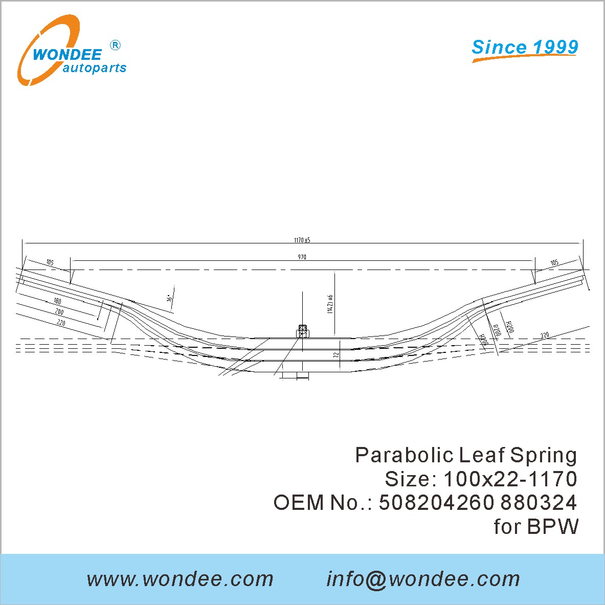 Wondee Light Duty Leaf Spring OEM 508204260 880324 لـ BPW