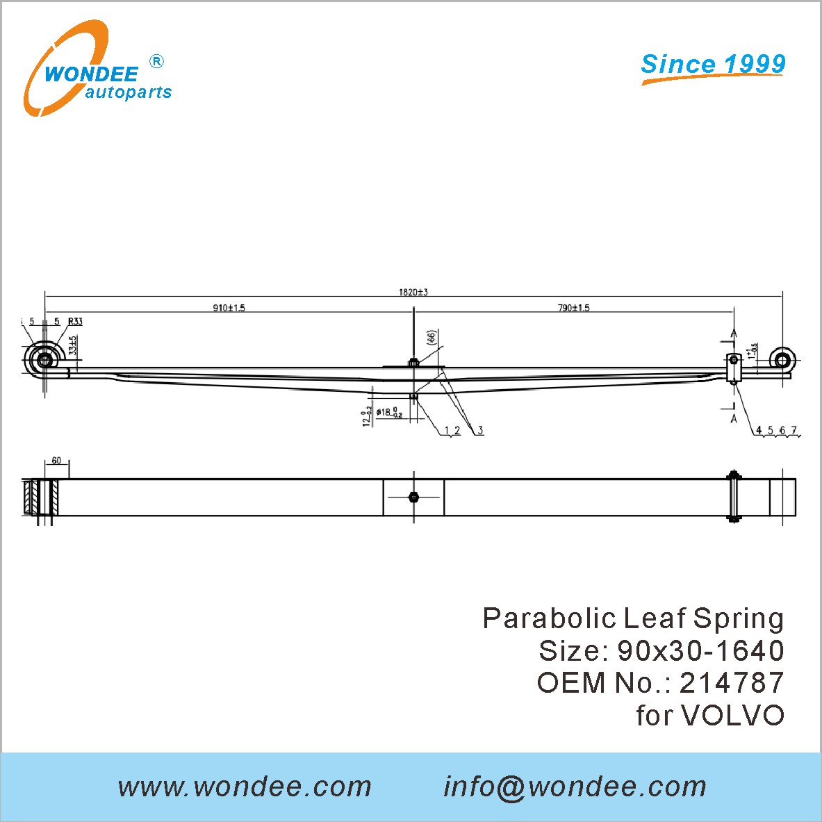 Wondee Light Duty Leaf Spring OEM 214787 for Volvo