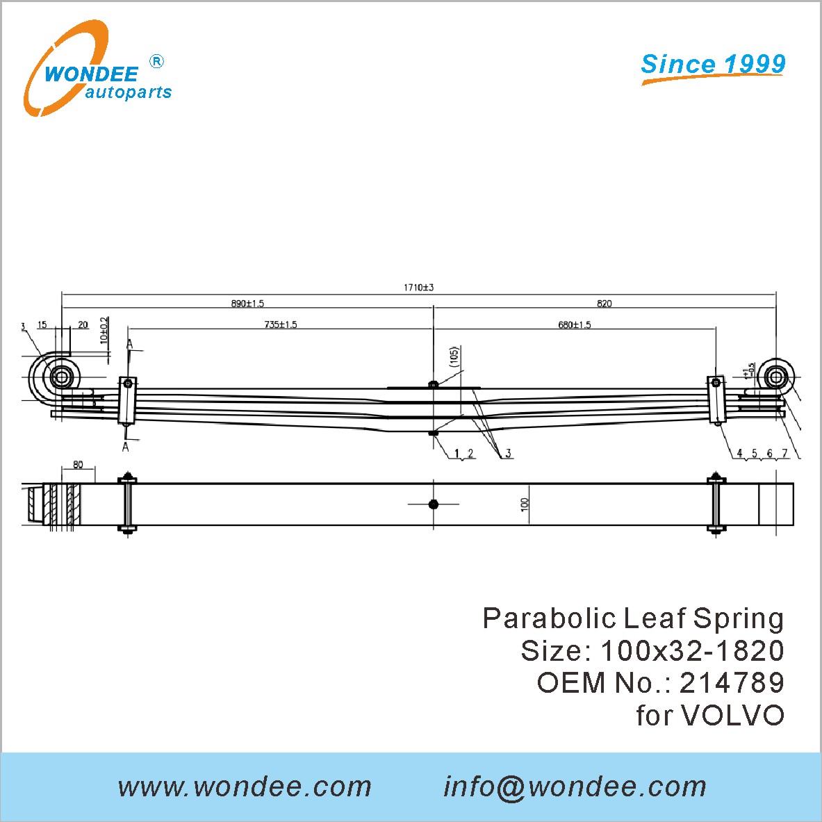 WONDEE HUSTER DIRCTION LEAP Spring OEM 214789 for Volvo