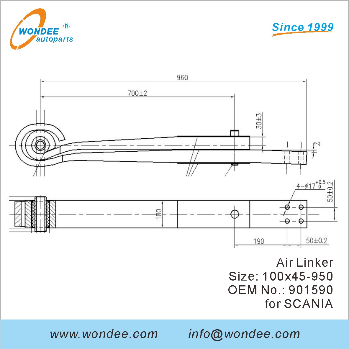 Wondee Autoparts Air Linker OEM 901590 لـ Scania