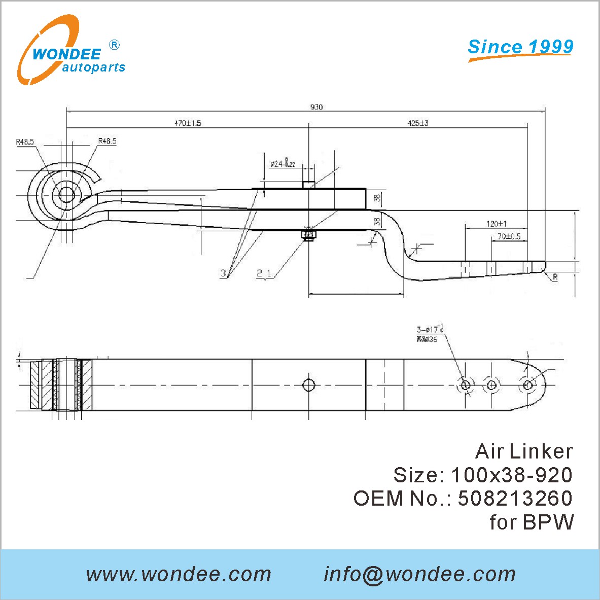 Wondee Autoparts Air Linker OEM 508213260 لـ BPW