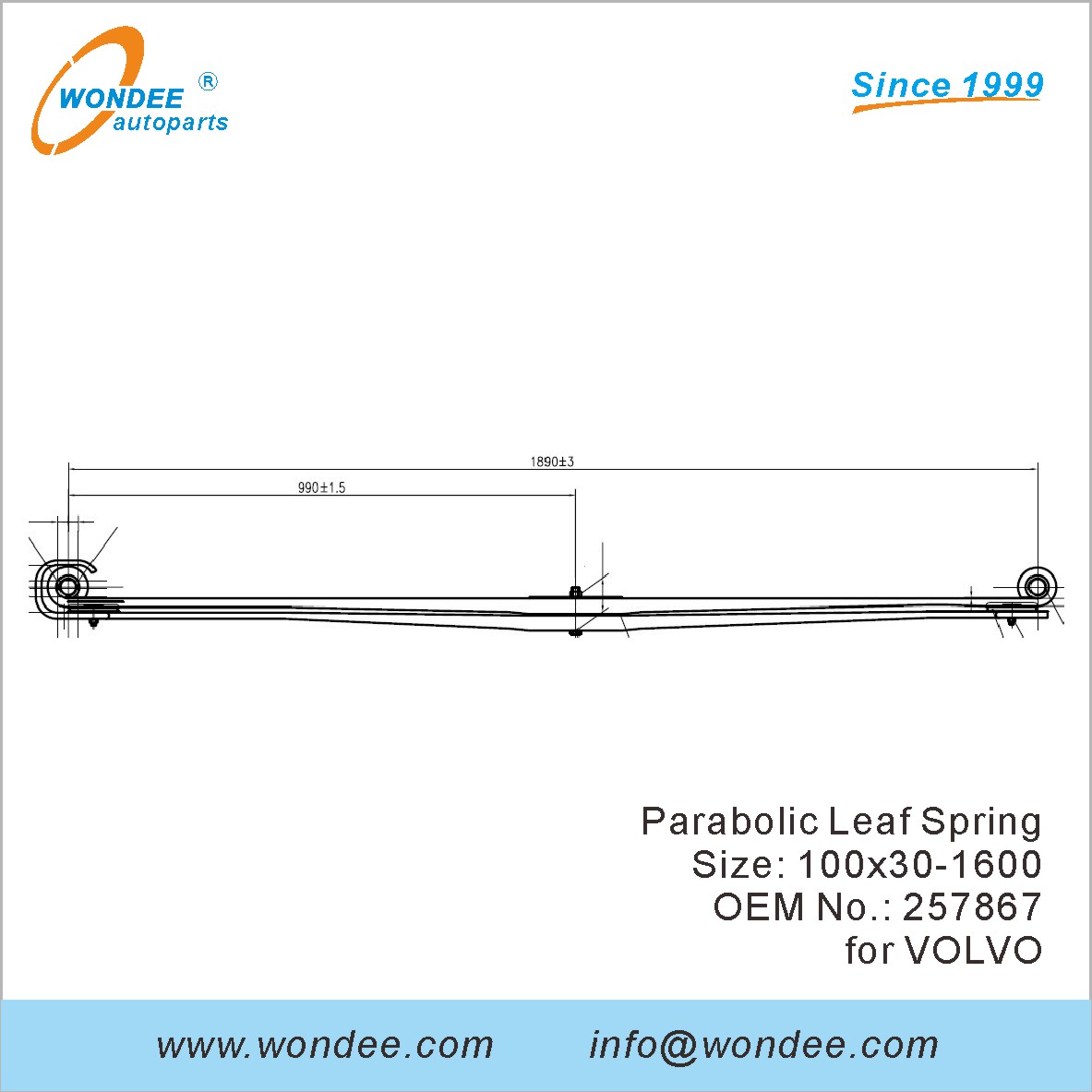Wondee Light Duty Leaf Spring OEM 257867 for Volvo