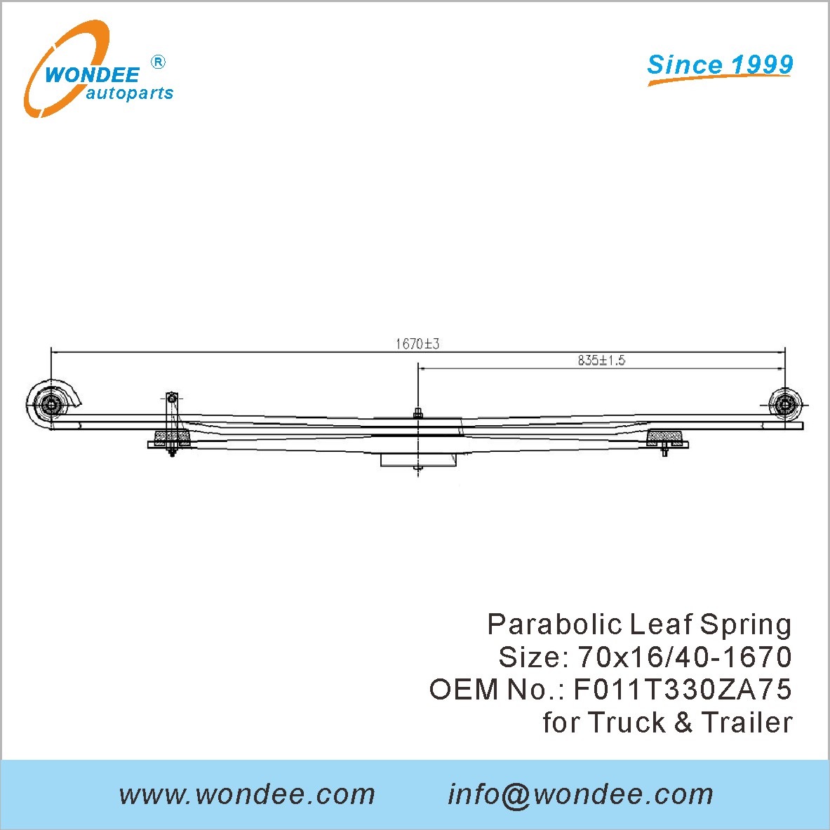 WONDEE HUSTER DIRCTION PARABOLIC SPRING OEM F011T330ZA75 للشاحنة والمقطورة
