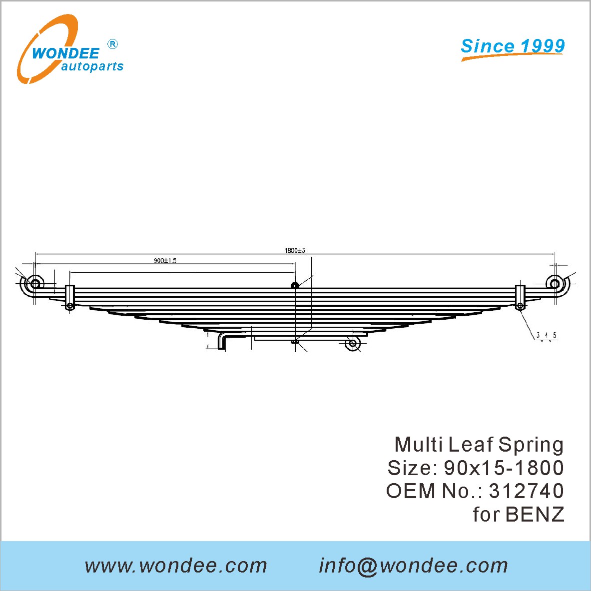 Wondee شاحنة الشاحنة الشاقة الربيع OEM 312740 لبنز