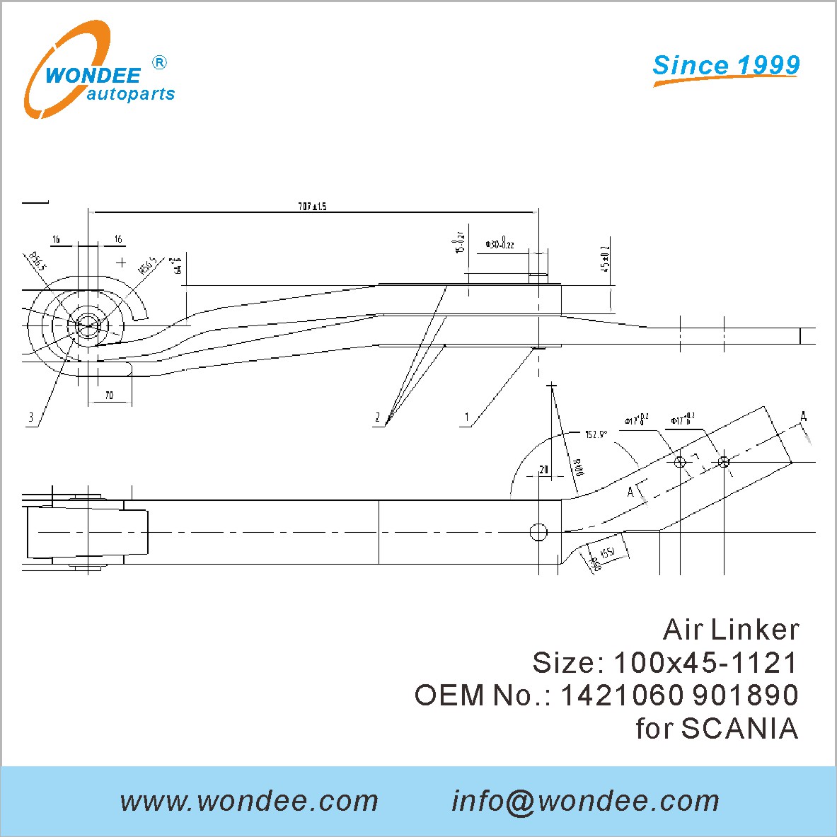 Wondee Autoparts Air Linker OEM 1421060 901890 لـ Scania