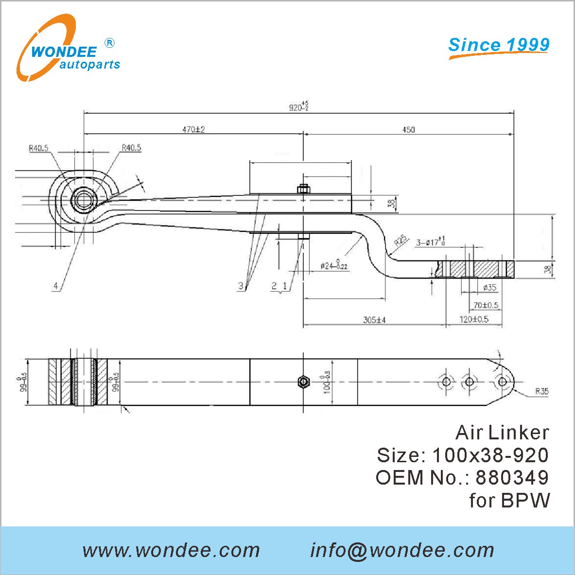 Wondee Autoparts Air Linker OEM 880349 لـ BPW