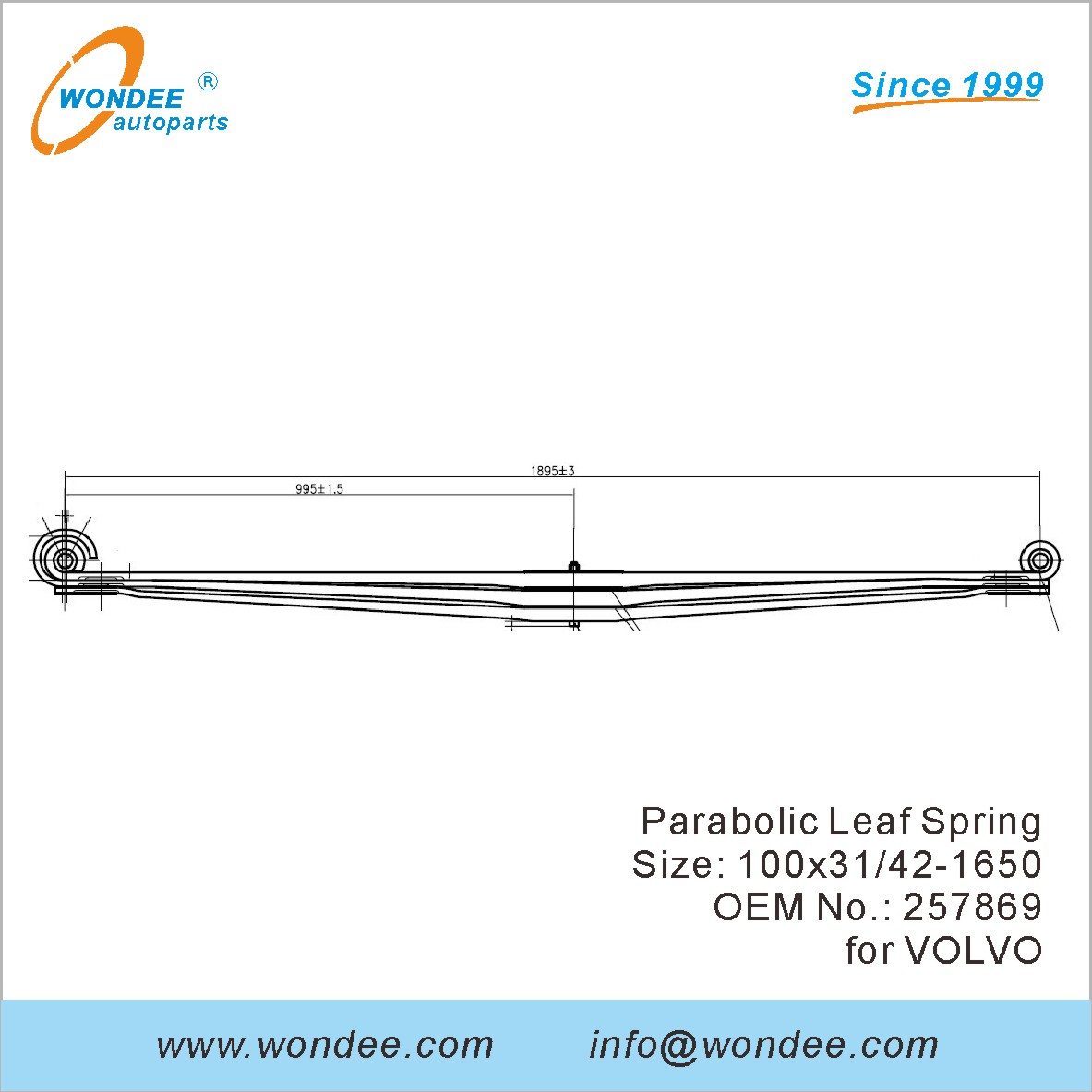 WONDEE HUSTER DIRCTION PARABOLIC SPRING OEM 257869 for Volvo