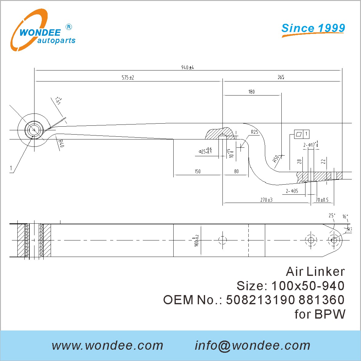 Wondee Autoparts Air Linker OEM 508213190 881360 لـ BPW