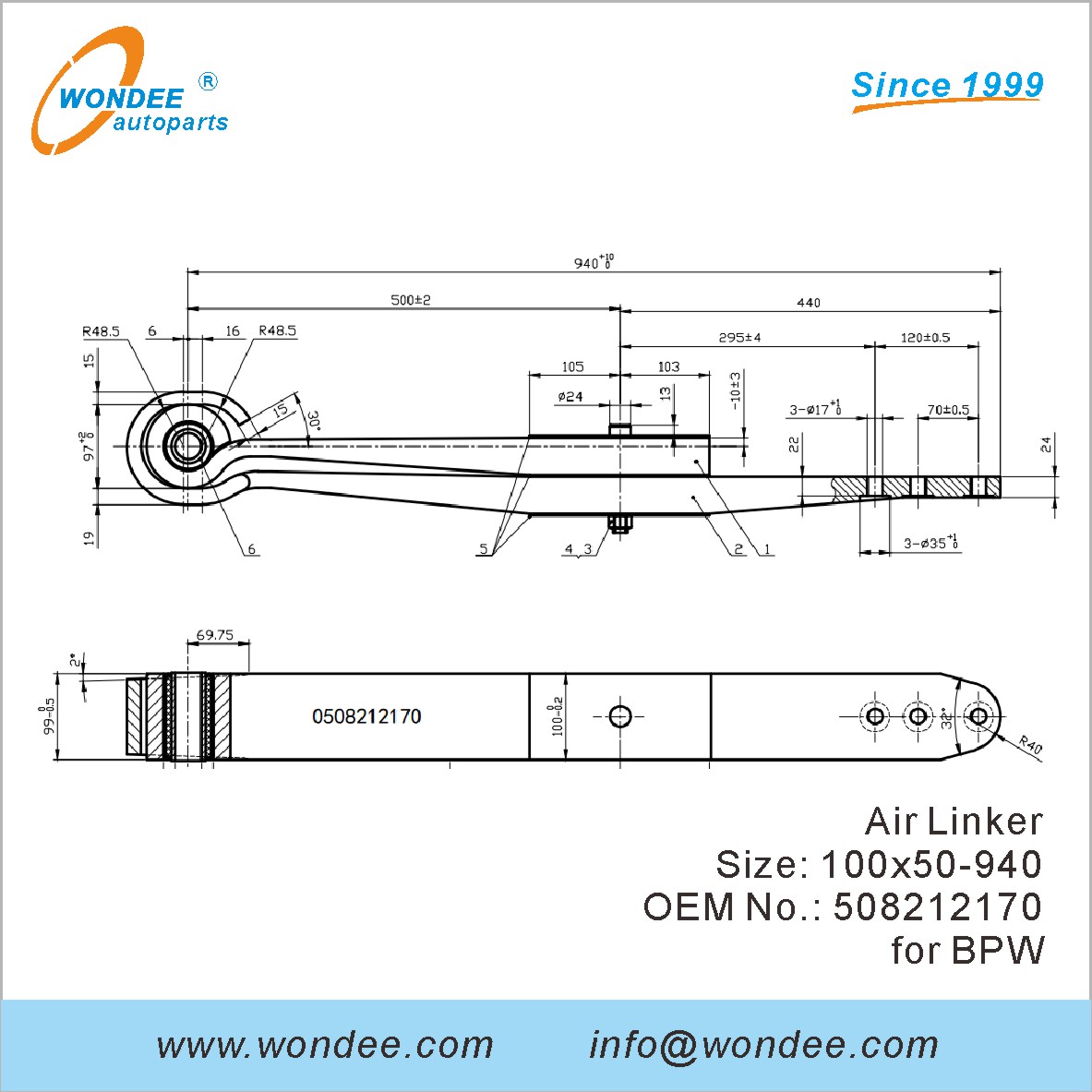Wondee Autoparts Air Linker OEM 508212170 لـ BPW