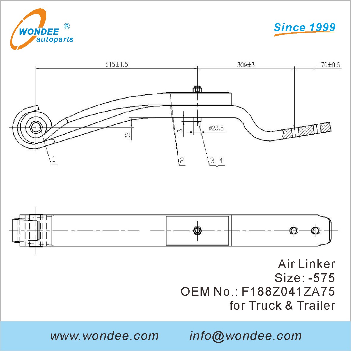 Wondee Autoparts Air Linker OEM F188Z041ZA75 للشاحنة والمقطورة