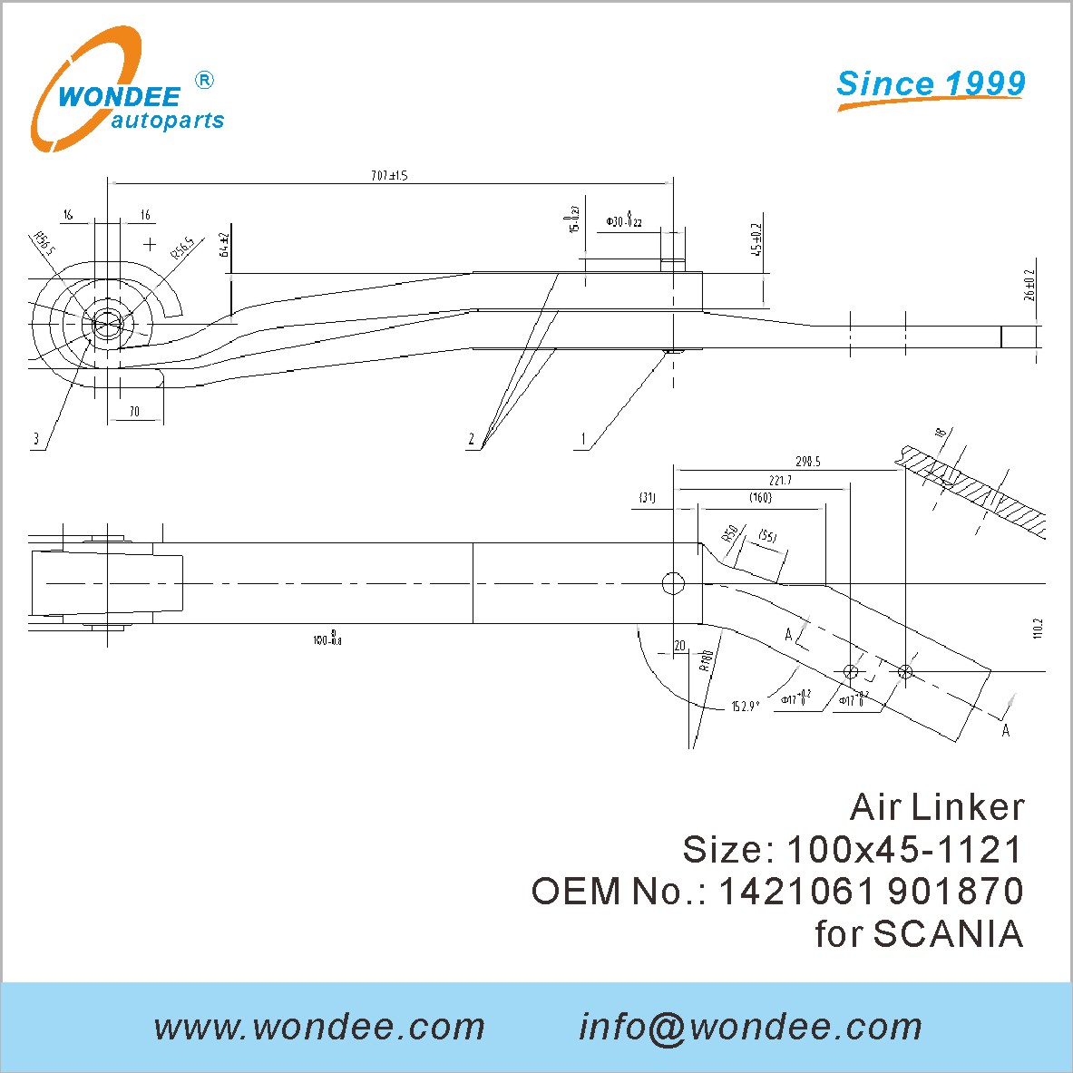 Wondee Autoparts Air Linker OEM 1421061 901870 لـ Scania