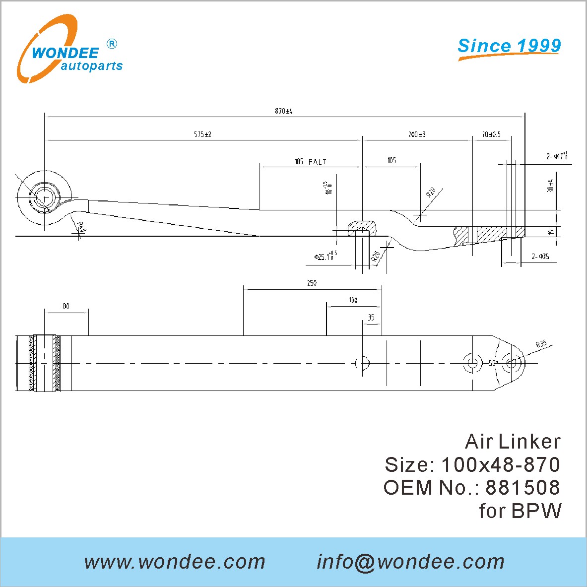 Wondee Autoparts Air Linker OEM 881508 لـ BPW