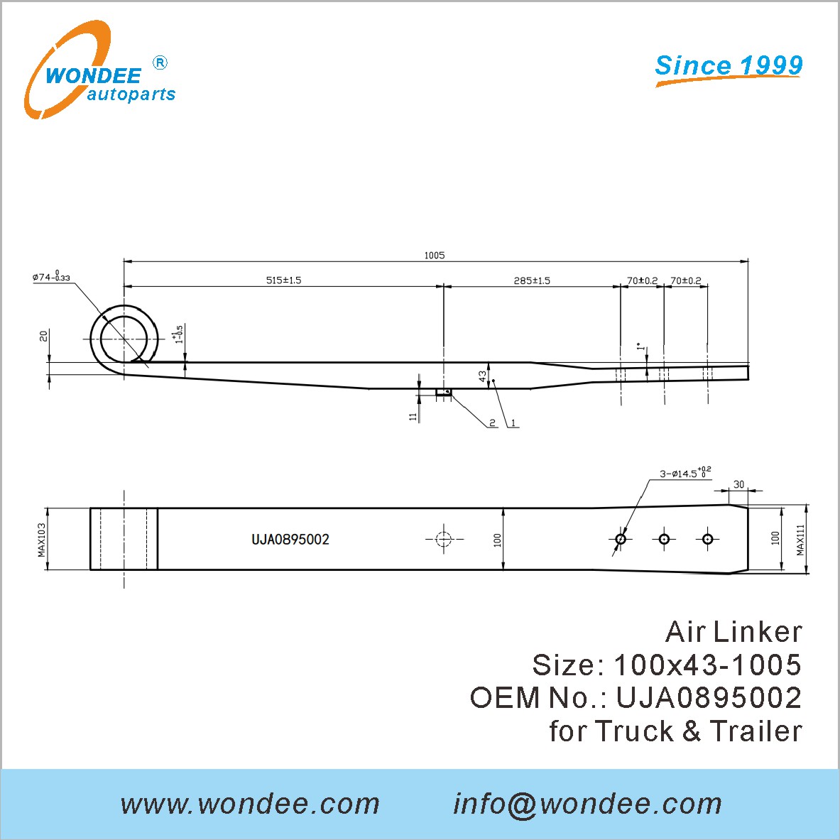 Wondee Autoparts Air Linker OEM UJA0895002 للشاحنة والمقطورة